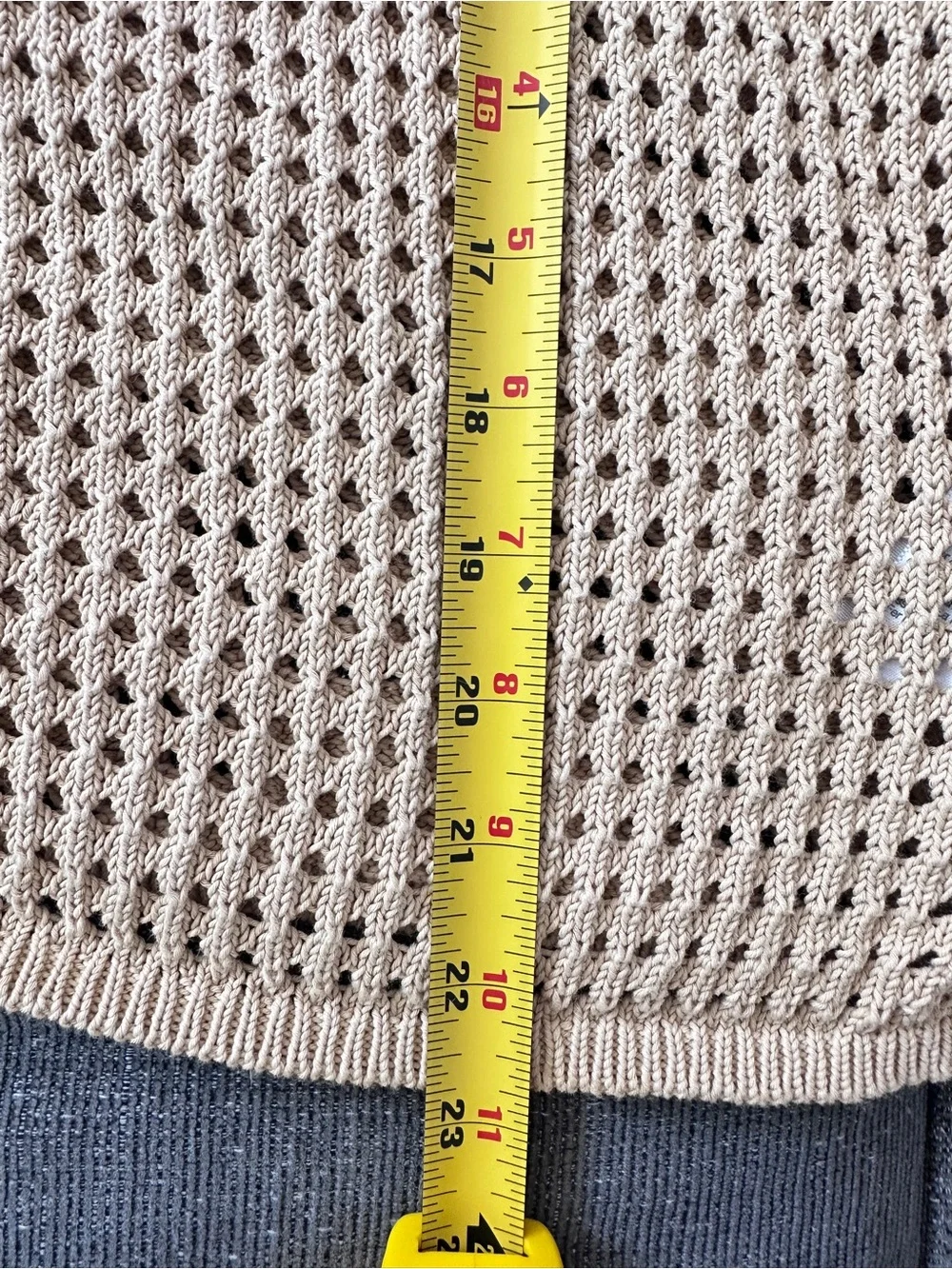 Madewell 100% Cotton Tan Crochet Stitch Open Knit Polo Cardigan Sweater Size S - Picture 14 of 16